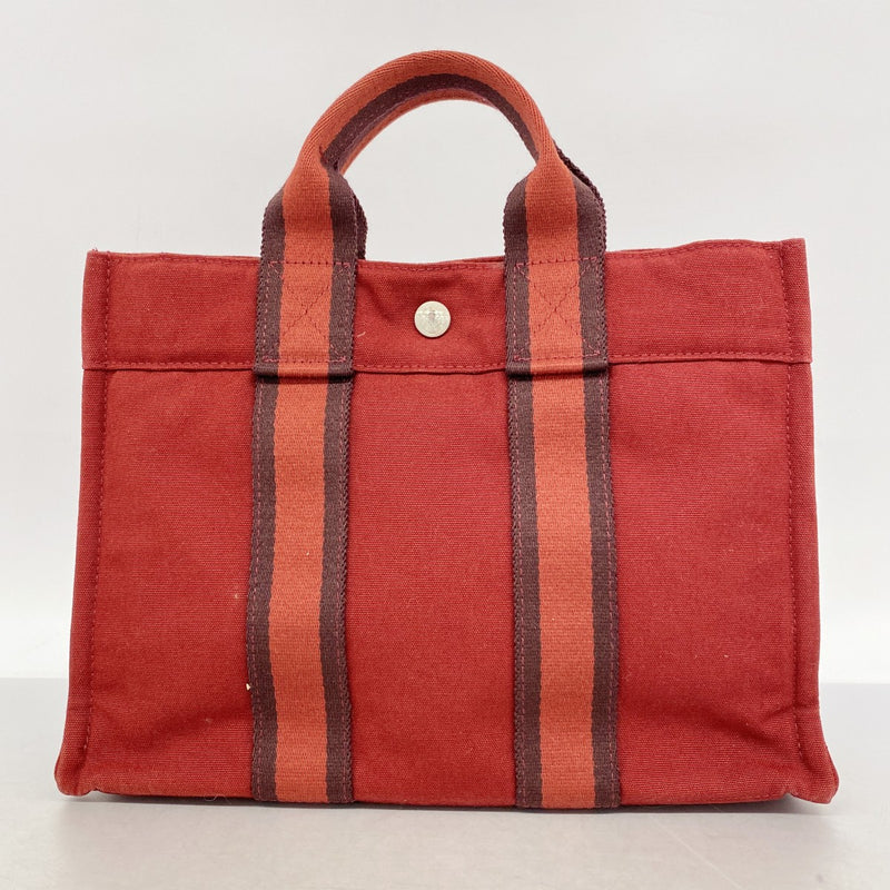 【6gc2751】エルメス ハンドバッグ フールトゥPM キャンバス レッド シルバー金具【中古】レディース