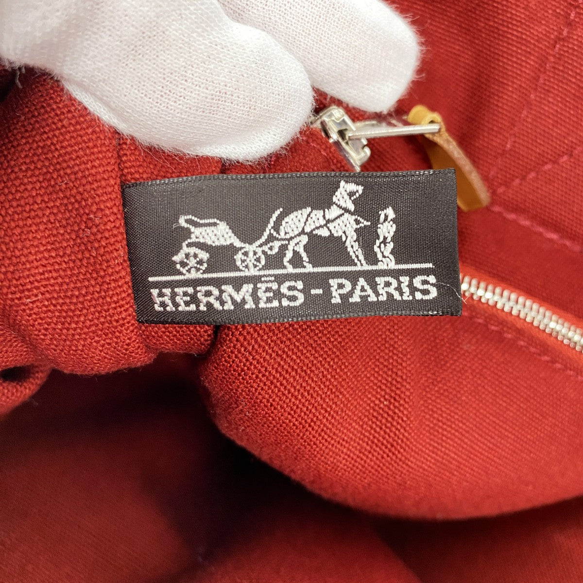 【6gc2751】エルメス ハンドバッグ フールトゥPM キャンバス レッド シルバー金具【中古】レディース