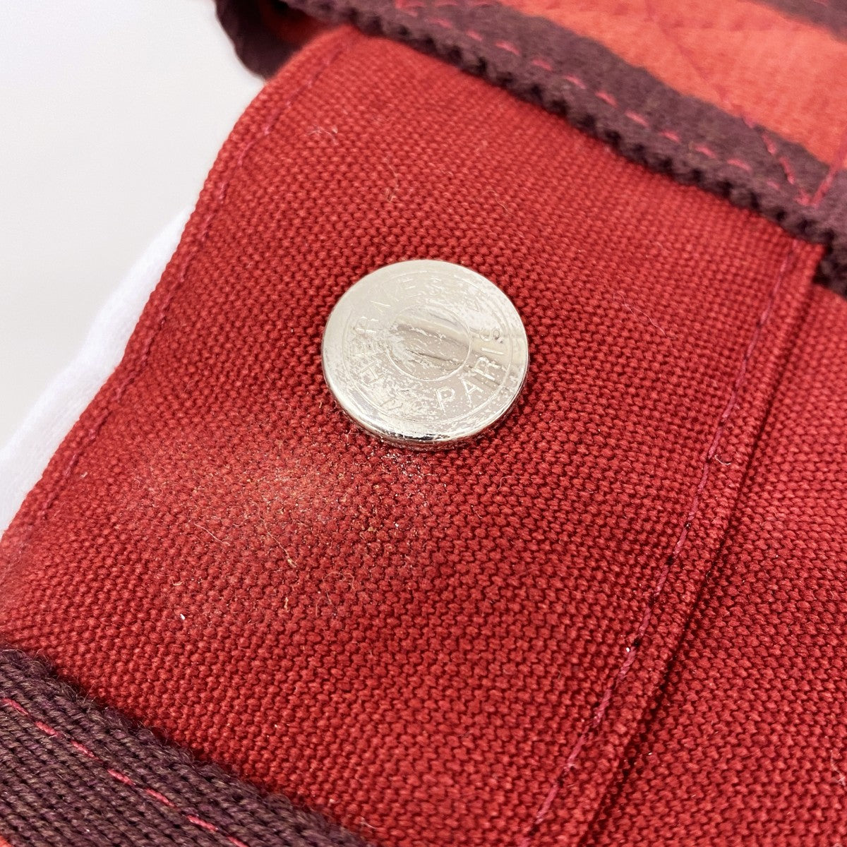 【6gc2751】エルメス ハンドバッグ フールトゥPM キャンバス レッド シルバー金具【中古】レディース