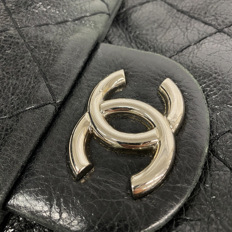 【6gc2752】シャネル ショルダーバッグ マトラッセ レザー ブラック シルバー金具【中古】レディース