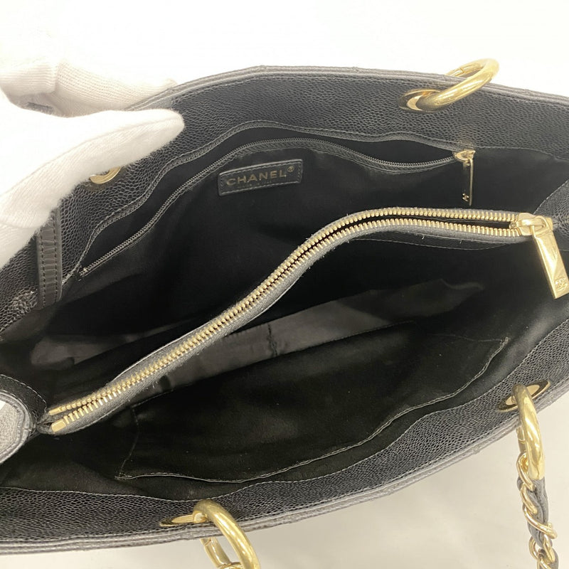 【6gc2767-h】シャネル チェーントート マトラッセ キャビアスキン ブラック ゴールド金具【中古】レディース