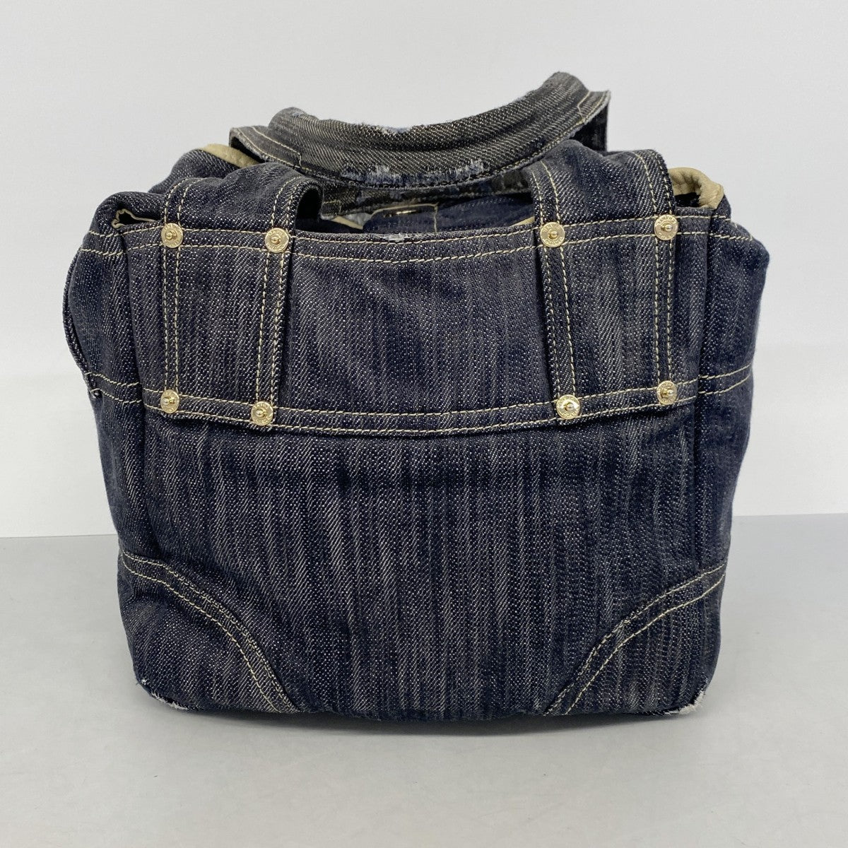 【6gc2775】シャネル ハンドバッグ スパークリングデニム ネイビー ゴールド金具【中古】レディース