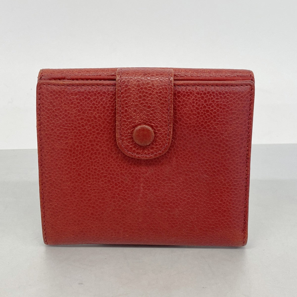 【6gc2783】シャネル 財布 キャビアスキン レッド ゴールド金具【中古】レディース
