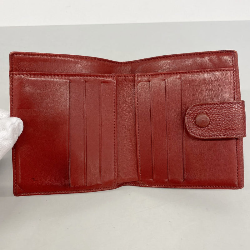 【6gc2783】シャネル 財布 キャビアスキン レッド ゴールド金具【中古】レディース