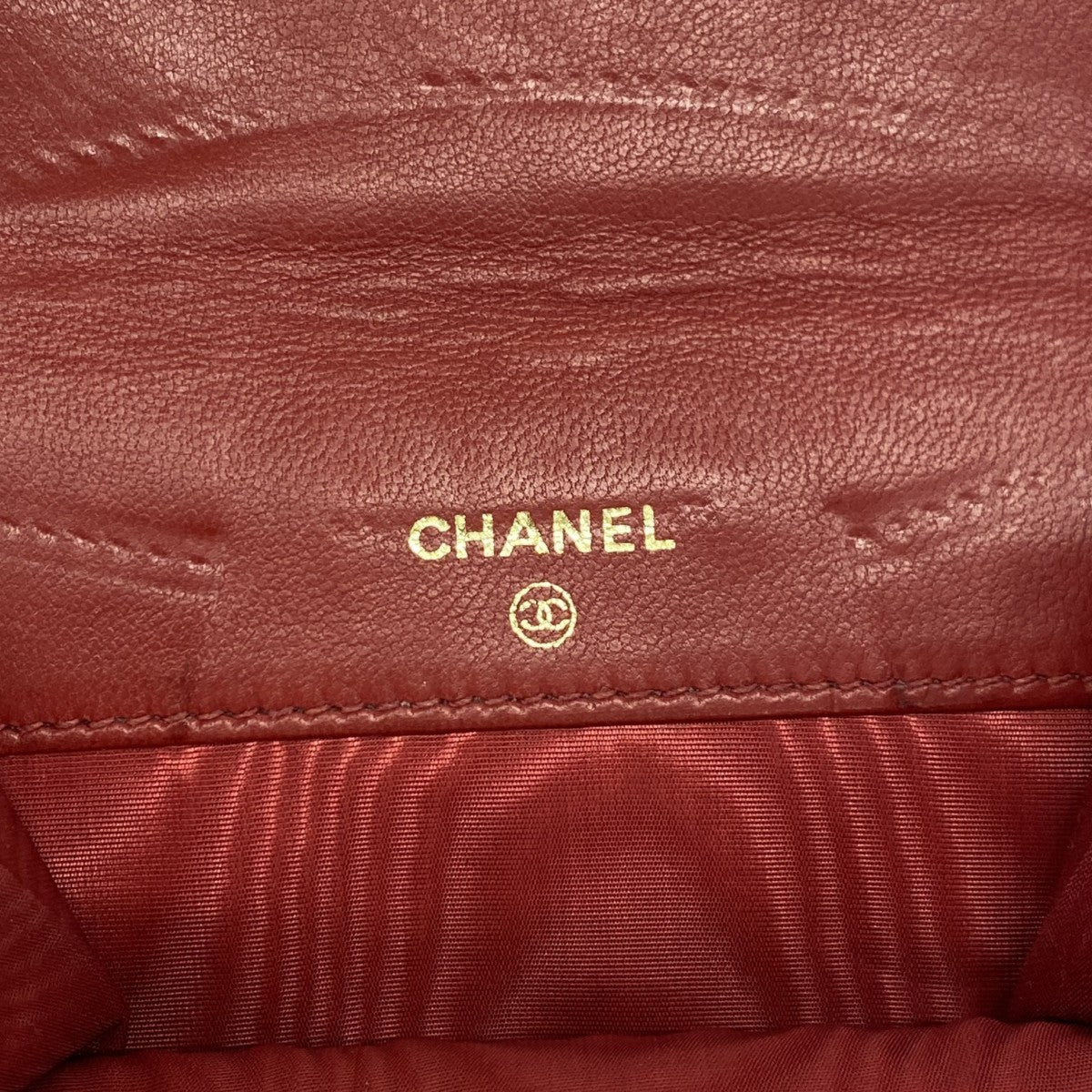 【6gc2783】シャネル 財布 キャビアスキン レッド ゴールド金具【中古】レディース