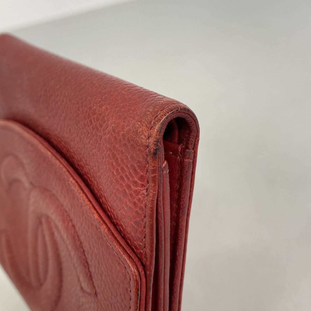 【6gc2783】シャネル 財布 キャビアスキン レッド ゴールド金具【中古】レディース