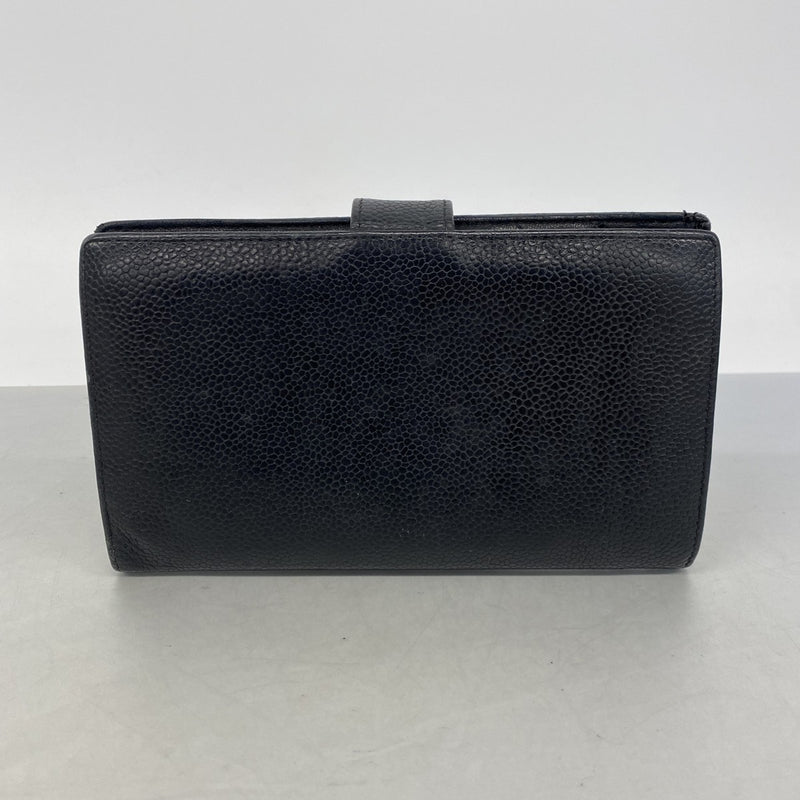【6gc2784】シャネル 長財布 キャビアスキン ブラック ゴールド金具【中古】レディース