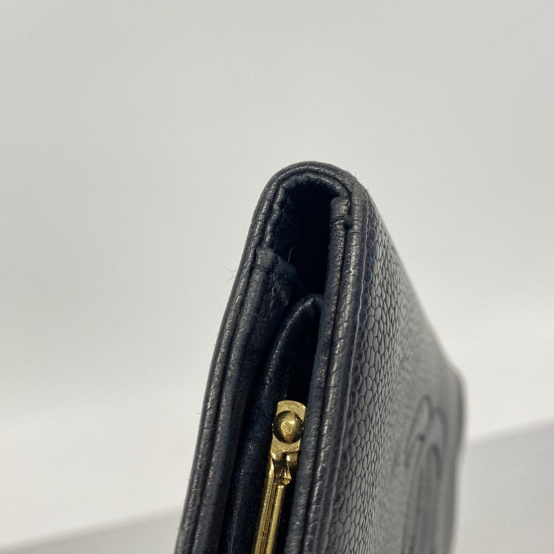 【6gc2784】シャネル 長財布 キャビアスキン ブラック ゴールド金具【中古】レディース