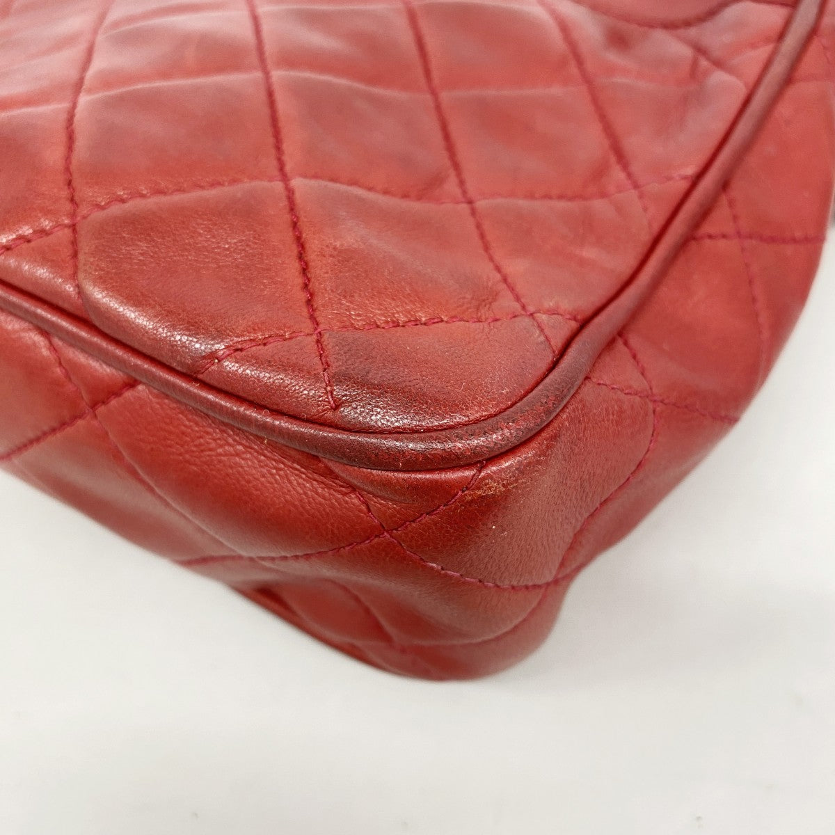 【6gc2787-k】シャネル ショルダーバッグ マトラッセ フリンジ付きチェーンショルダー ラムスキン レッド ゴールド金具【中古】レディース