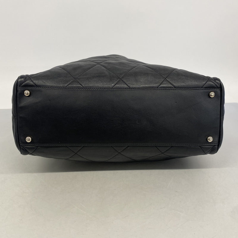 【6gc2806-k】シャネル トートバッグ マトラッセ レザー ブラック シルバー金具【中古】レディース
