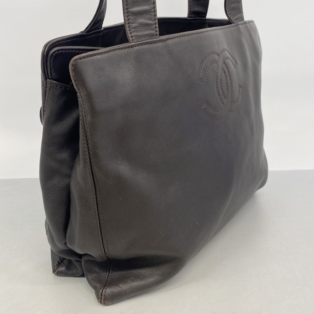 【6gc2809-k】シャネル トートバッグ ラムスキン ブラウン シルバー金具【中古】レディース