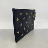 【6gc2811-k】グッチ クラッチバッグ ビー 495066 レザー ブラック ゴールド金具【中古】メンズ