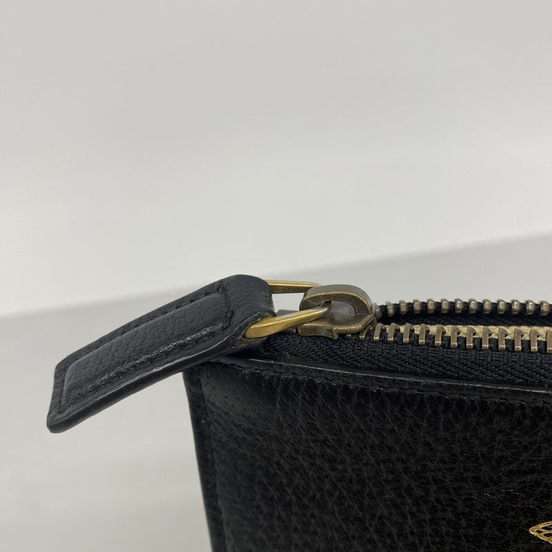 【6gc2811-k】グッチ クラッチバッグ ビー 495066 レザー ブラック ゴールド金具【中古】メンズ