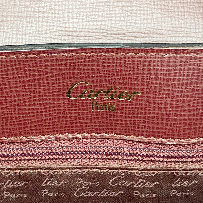 【6gc2817】カルティエ ショルダーバッグ マスト レザー ボルドー ゴールド金具【中古】レディース