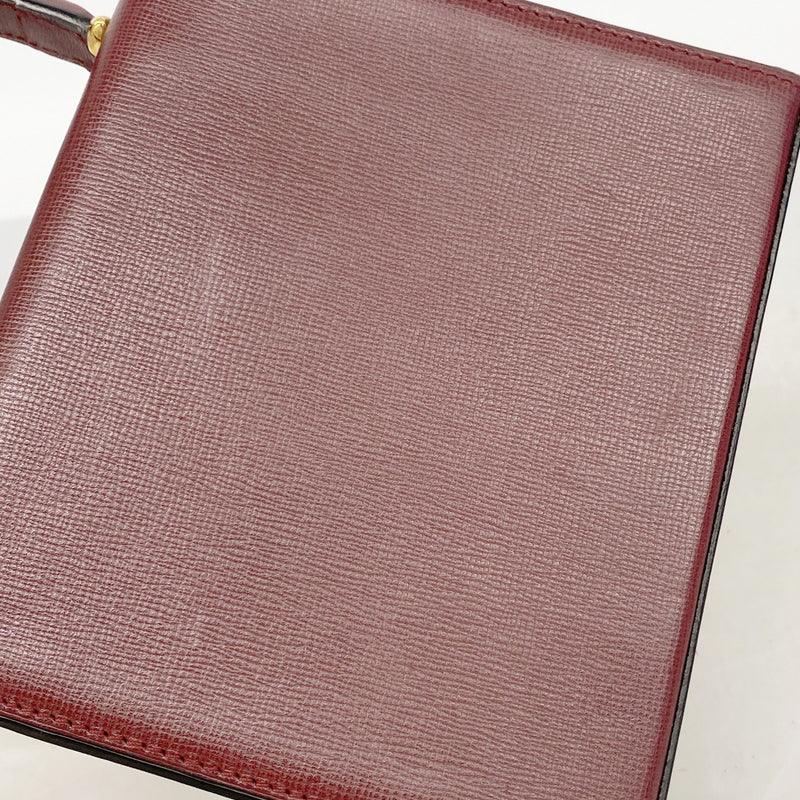 【6gc2818】カルティエ ハンドバッグ マスト レザー ボルドー ゴールド金具【中古】レディース