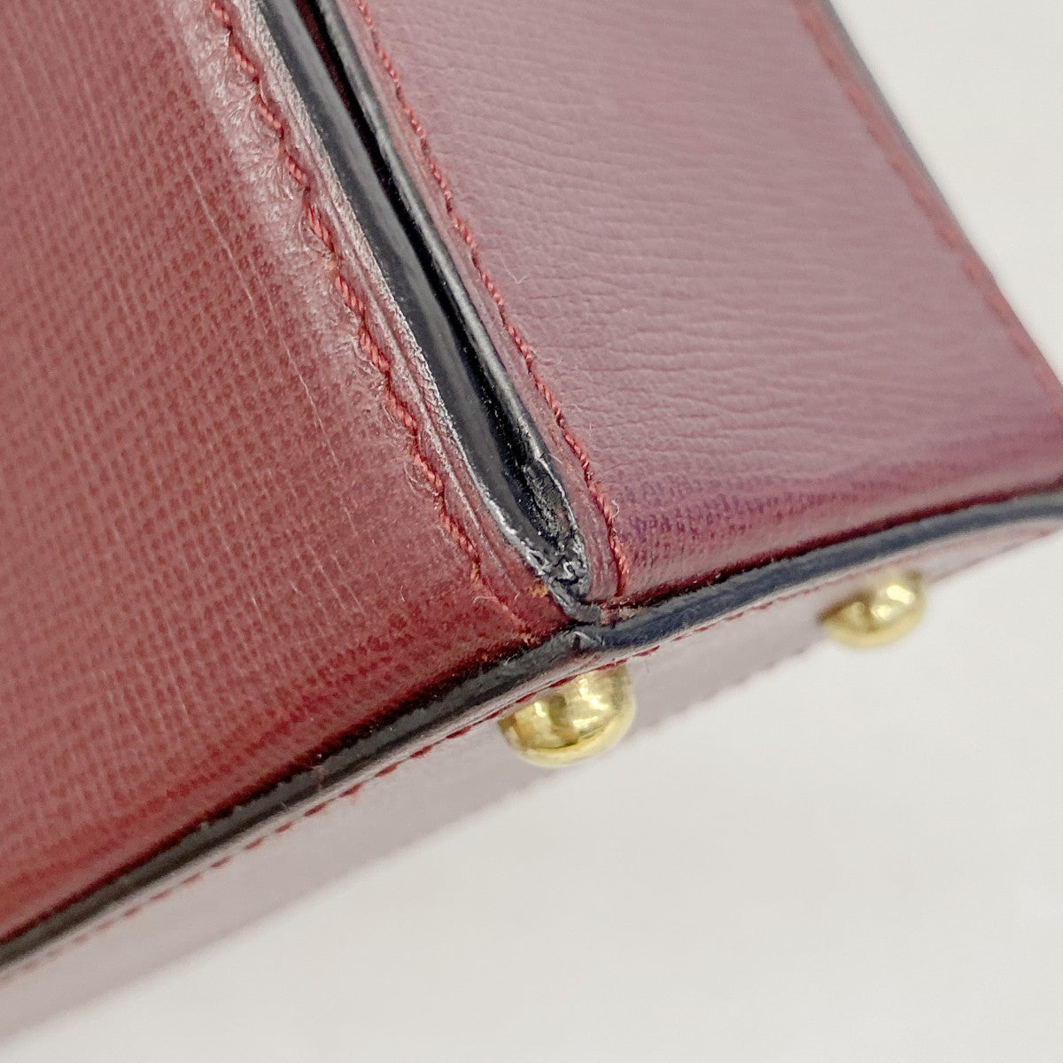 【6gc2818】カルティエ ハンドバッグ マスト レザー ボルドー ゴールド金具【中古】レディース