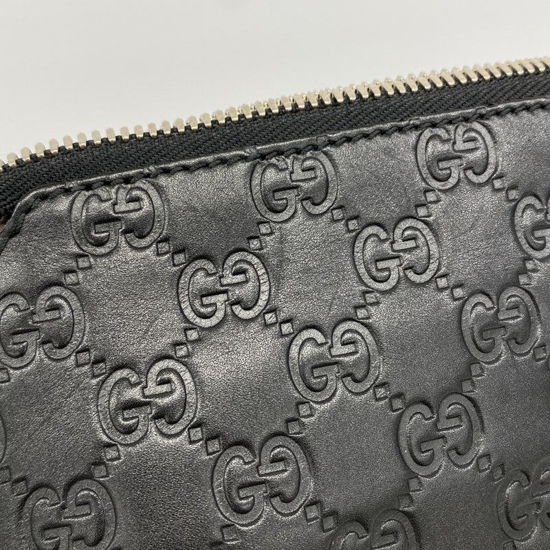 【6gc2827-k】グッチ クラッチバッグ グッチシマ 473881 レザー ブラック シルバー金具【中古】メンズ