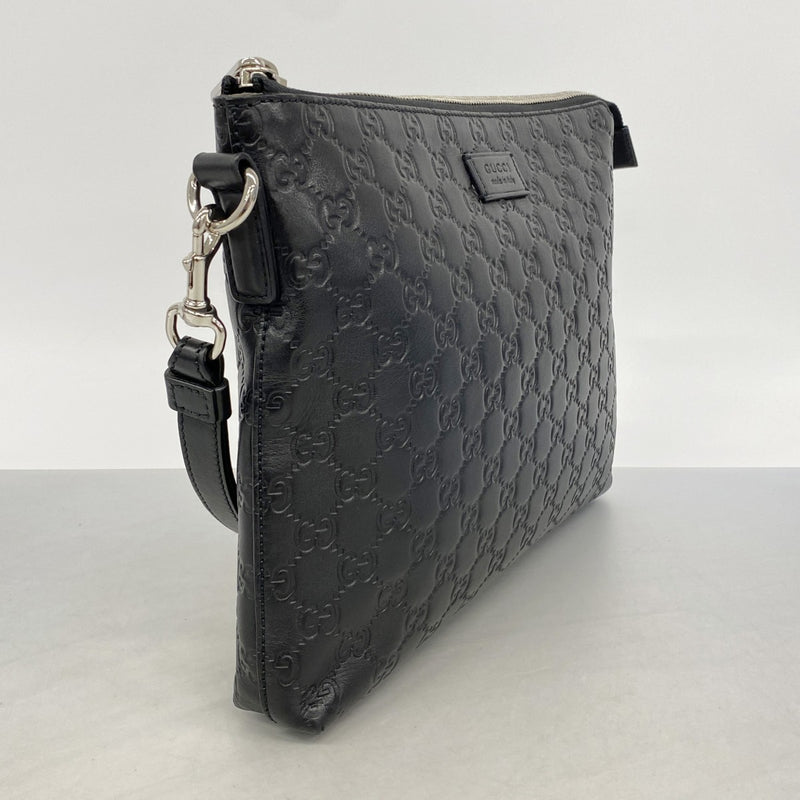 【6gc2827-k】グッチ クラッチバッグ グッチシマ 473881 レザー ブラック シルバー金具【中古】メンズ