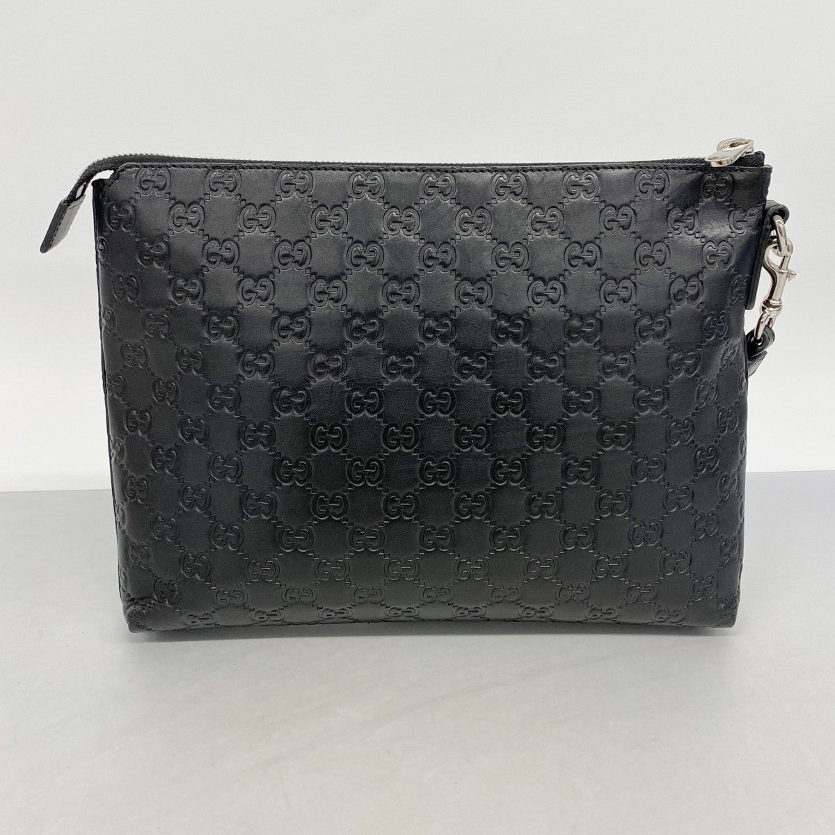 【6gc2827-k】グッチ クラッチバッグ グッチシマ 473881 レザー ブラック シルバー金具【中古】メンズ