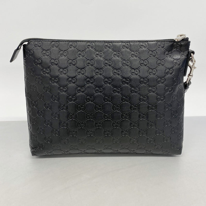 【6gc2827-k】グッチ クラッチバッグ グッチシマ 473881 レザー ブラック シルバー金具【中古】メンズ