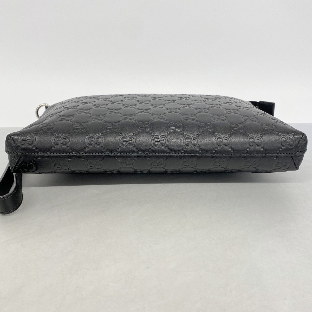 【6gc2827-k】グッチ クラッチバッグ グッチシマ 473881 レザー ブラック シルバー金具【中古】メンズ
