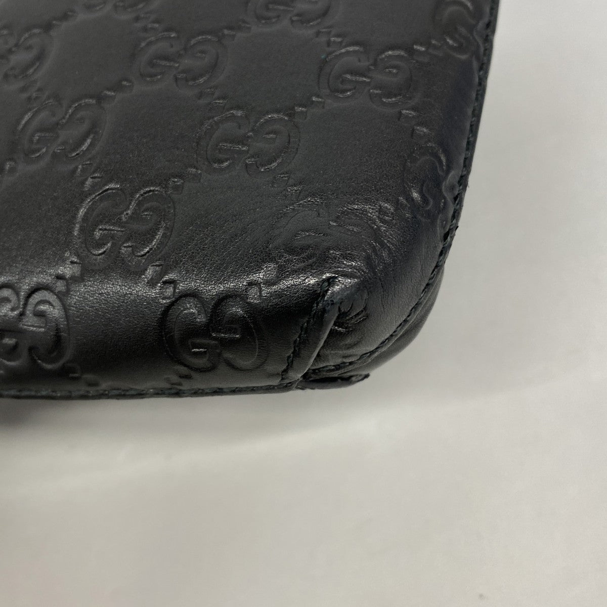 【6gc2827-k】グッチ クラッチバッグ グッチシマ 473881 レザー ブラック シルバー金具【中古】メンズ