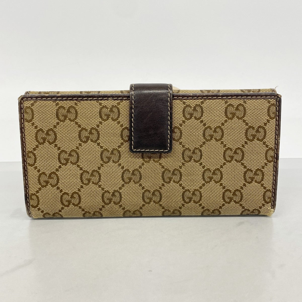 【6gc2828-k】グッチ 長財布 GGキャンバス 181593 キャンバス ブラウン ゴールド金具【中古】レディース
