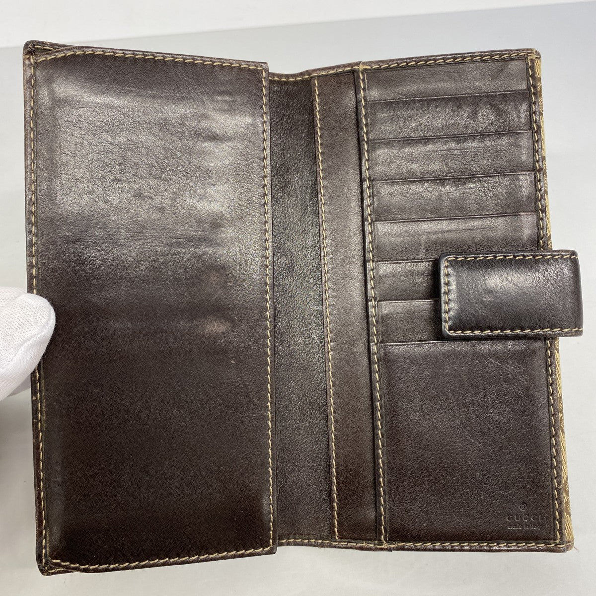 【6gc2828-k】グッチ 長財布 GGキャンバス 181593 キャンバス ブラウン ゴールド金具【中古】レディース