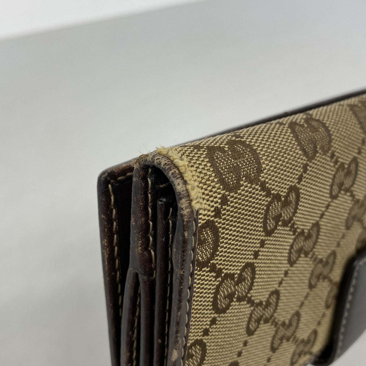 【6gc2828-k】グッチ 長財布 GGキャンバス 181593 キャンバス ブラウン ゴールド金具【中古】レディース
