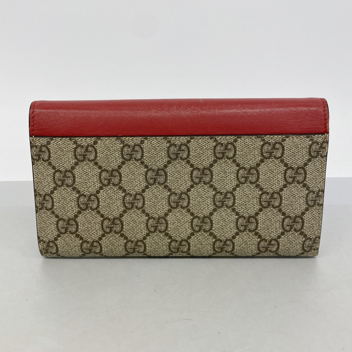 【6gc2829-k】グッチ 長財布 GGスプリーム 410100 PVC ブラウン レッド ゴールド金具【中古】レディース
