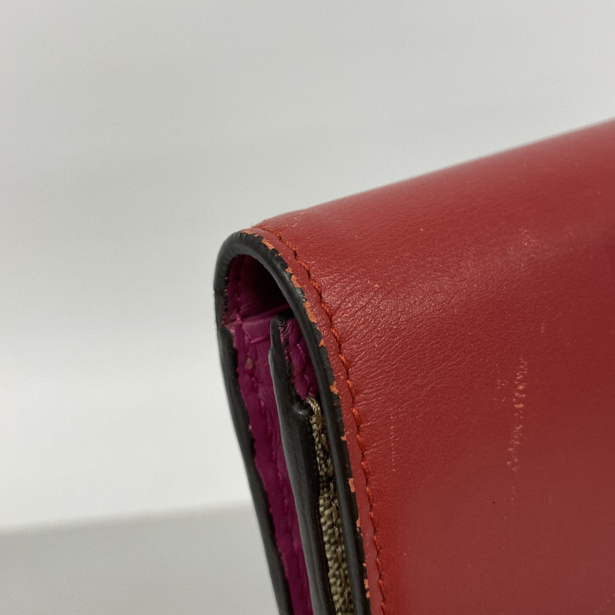 【6gc2829-k】グッチ 長財布 GGスプリーム 410100 PVC ブラウン レッド ゴールド金具【中古】レディース