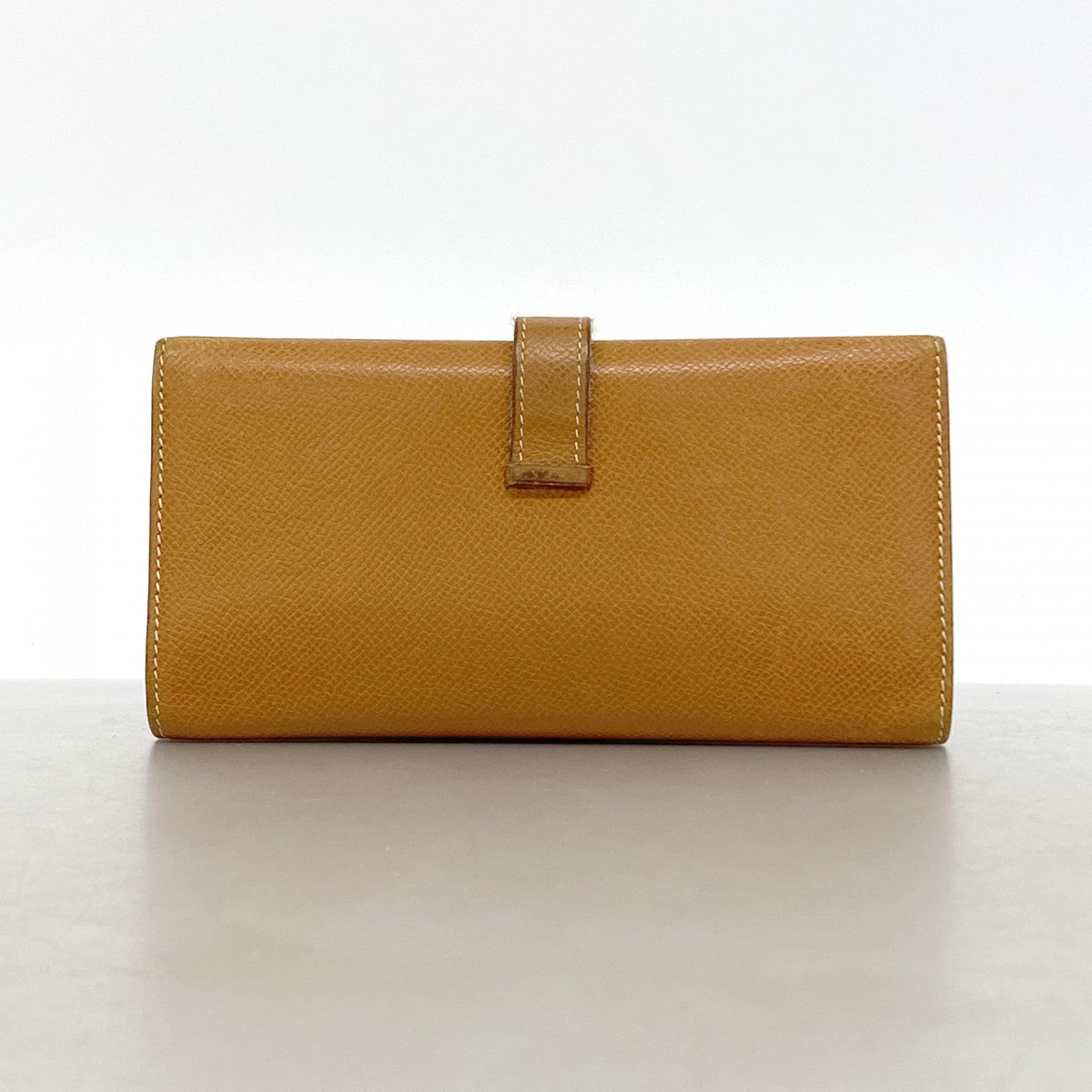 【6gc2845】エルメス 三つ折り長財布 ベアンデュプリ ヴォーエプソン ゴールド シルバー金具 □L刻印【中古】レディース
