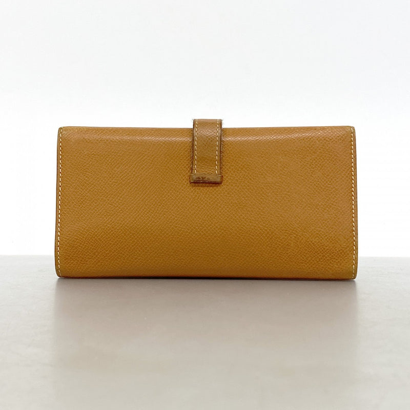 【6gc2845】エルメス 三つ折り長財布 ベアンデュプリ ヴォーエプソン ゴールド シルバー金具 □L刻印【中古】レディース
