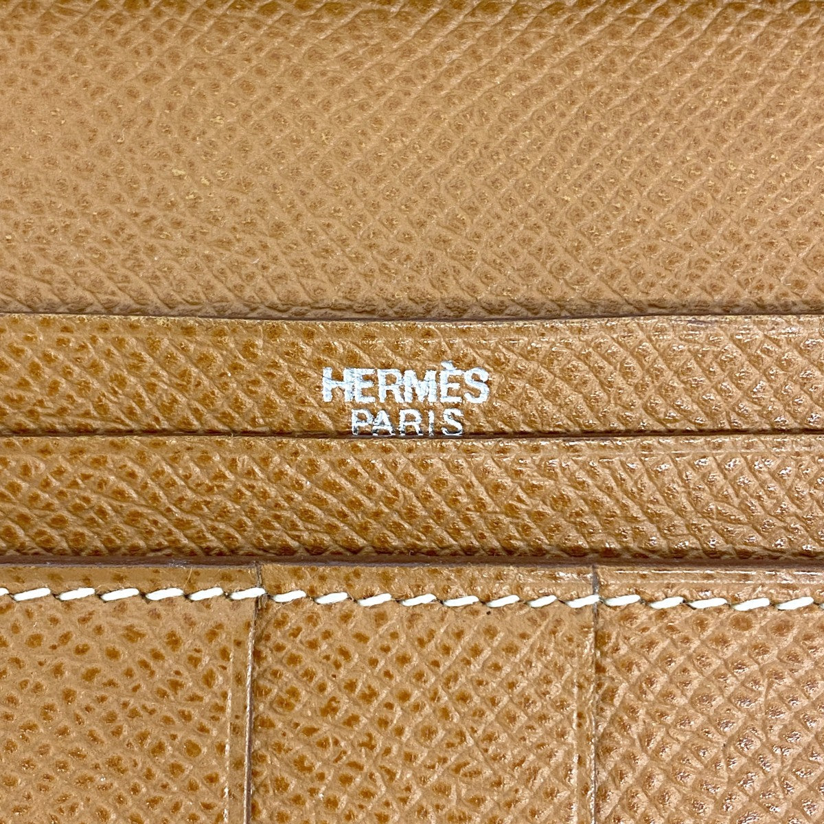 【6gc2845】エルメス 三つ折り長財布 ベアンデュプリ ヴォーエプソン ゴールド シルバー金具 □L刻印【中古】レディース