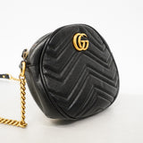 【6gc2846-k】グッチ ショルダーバッグ GGマーモント 550154 レザー ブラック ゴールド金具【中古】レディース