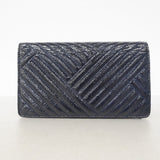 【6gc2850-k】シャネル 長財布 Vステッチ パテントレザー ネイビー シルバー金具【中古】レディース
