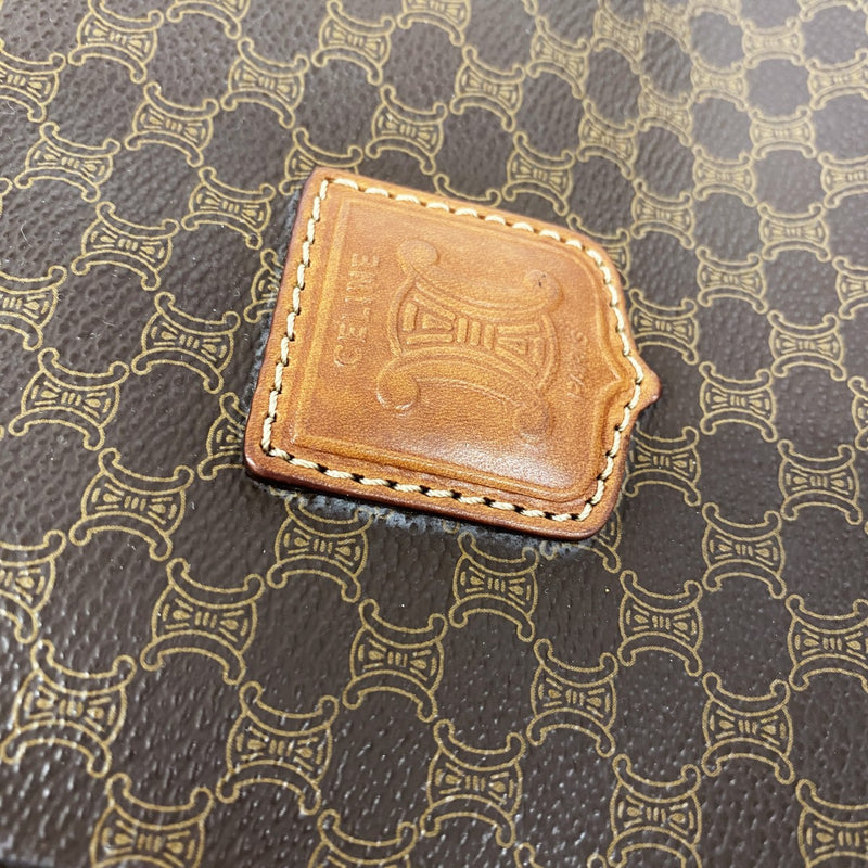 【6gc2857】セリーヌ ハンドバッグ マカダム PVC ブラウン ゴールド金具【中古】レディース