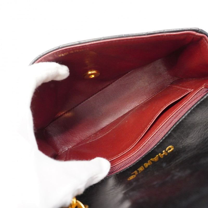 【6gc2864】シャネル ショルダーバッグ マトラッセ チェーンショルダー ラムスキン ブラック ゴールド金具【中古】レディース