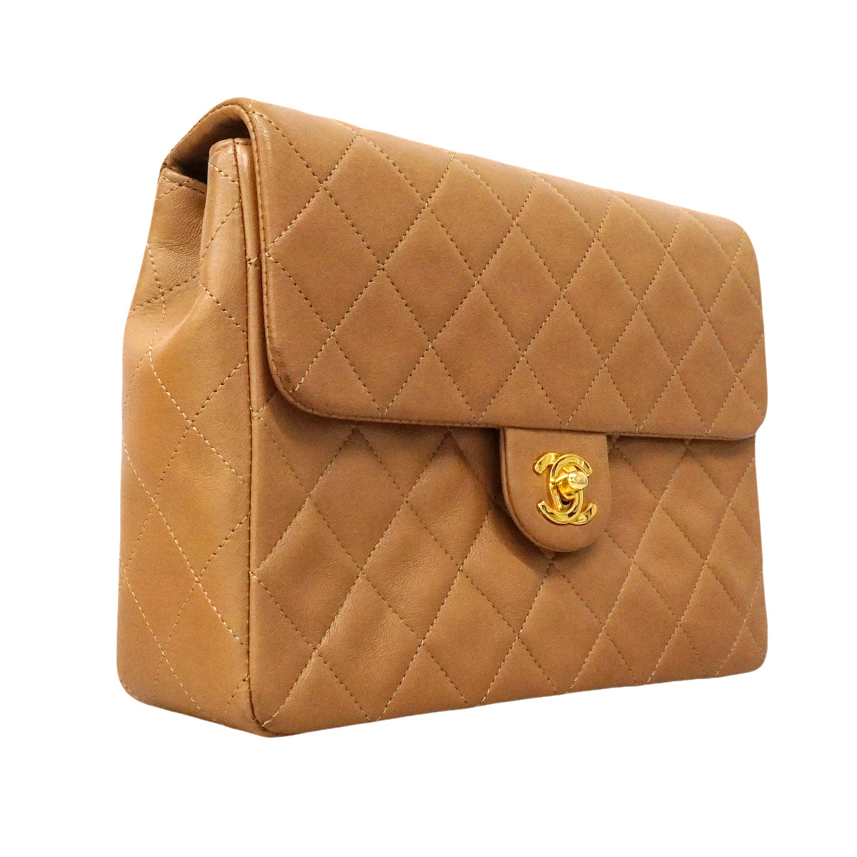 【6gc2892】シャネル ショルダーバッグ マトラッセ チェーンショルダー ラムスキン ブラウン ゴールド金具【中古】レディース