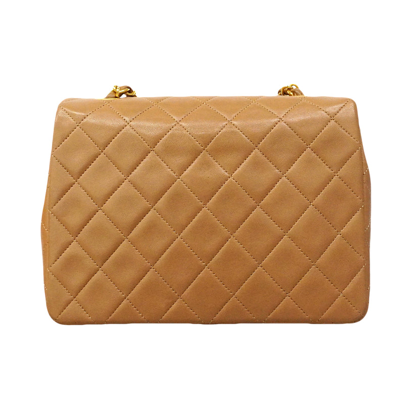 【6gc2892】シャネル ショルダーバッグ マトラッセ チェーンショルダー ラムスキン ブラウン ゴールド金具【中古】レディース