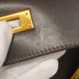 【6gc2903】エルメス ハンドバッグ ケリー28 ボックスカーフ エベーヌ ゴールド金具 □D刻印 2wayバッグ【中古】レディース
