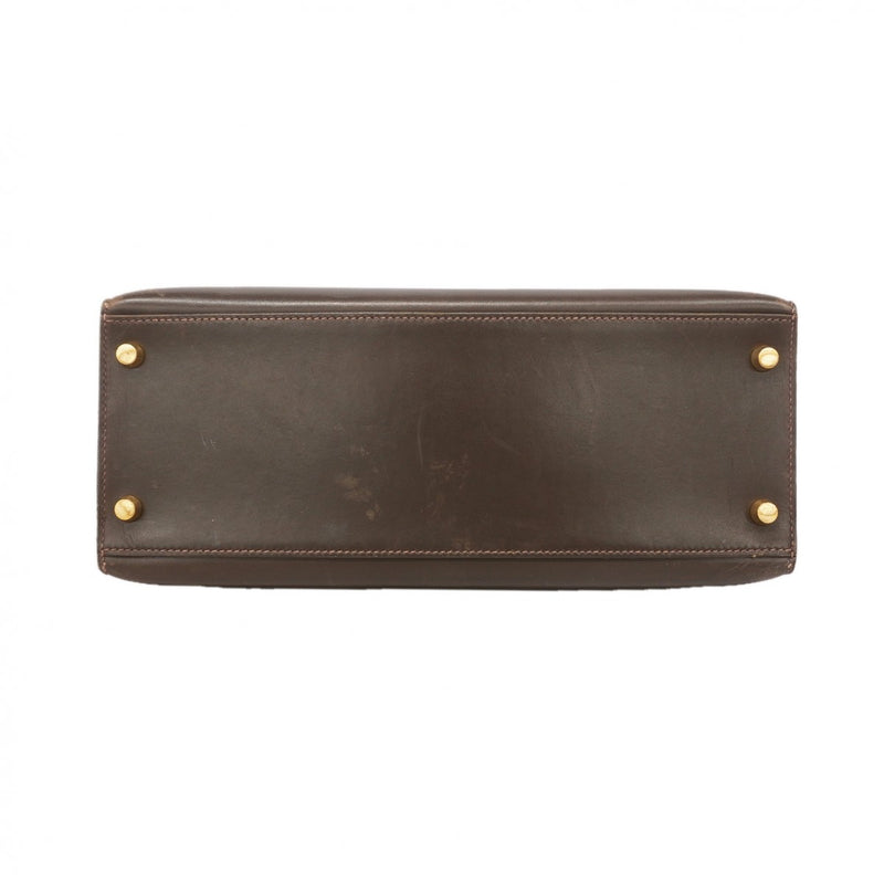 【6gc2903】エルメス ハンドバッグ ケリー28 ボックスカーフ エベーヌ ゴールド金具 □D刻印 2wayバッグ【中古】レディース