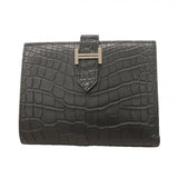 【6gc2905】エルメス 財布 ベアンコンパクト アリゲーターマット ブラック シルバー金具 K刻印【中古】メンズ レディース ユニセックス