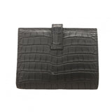 【6gc2905】エルメス 財布 ベアンコンパクト アリゲーターマット ブラック シルバー金具 K刻印【中古】メンズ レディース ユニセックス