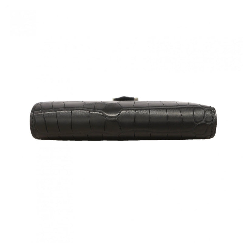 【6gc2905】エルメス 財布 ベアンコンパクト アリゲーターマット ブラック シルバー金具 K刻印【中古】メンズ レディース ユニセックス