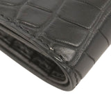 【6gc2905】エルメス 財布 ベアンコンパクト アリゲーターマット ブラック シルバー金具 K刻印【中古】メンズ レディース ユニセックス