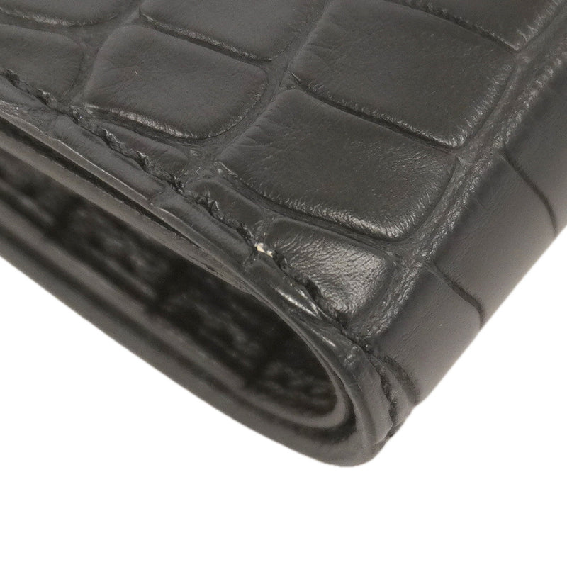 【6gc2905】エルメス 財布 ベアンコンパクト アリゲーターマット ブラック シルバー金具 K刻印【中古】メンズ レディース ユニセックス