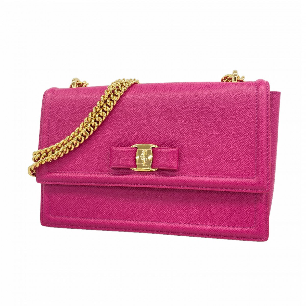 【6gc2925】サルヴァトーレフェラガモ ショルダーバッグ ヴァラ レザー ピンク ゴールド金具【中古】レディース
