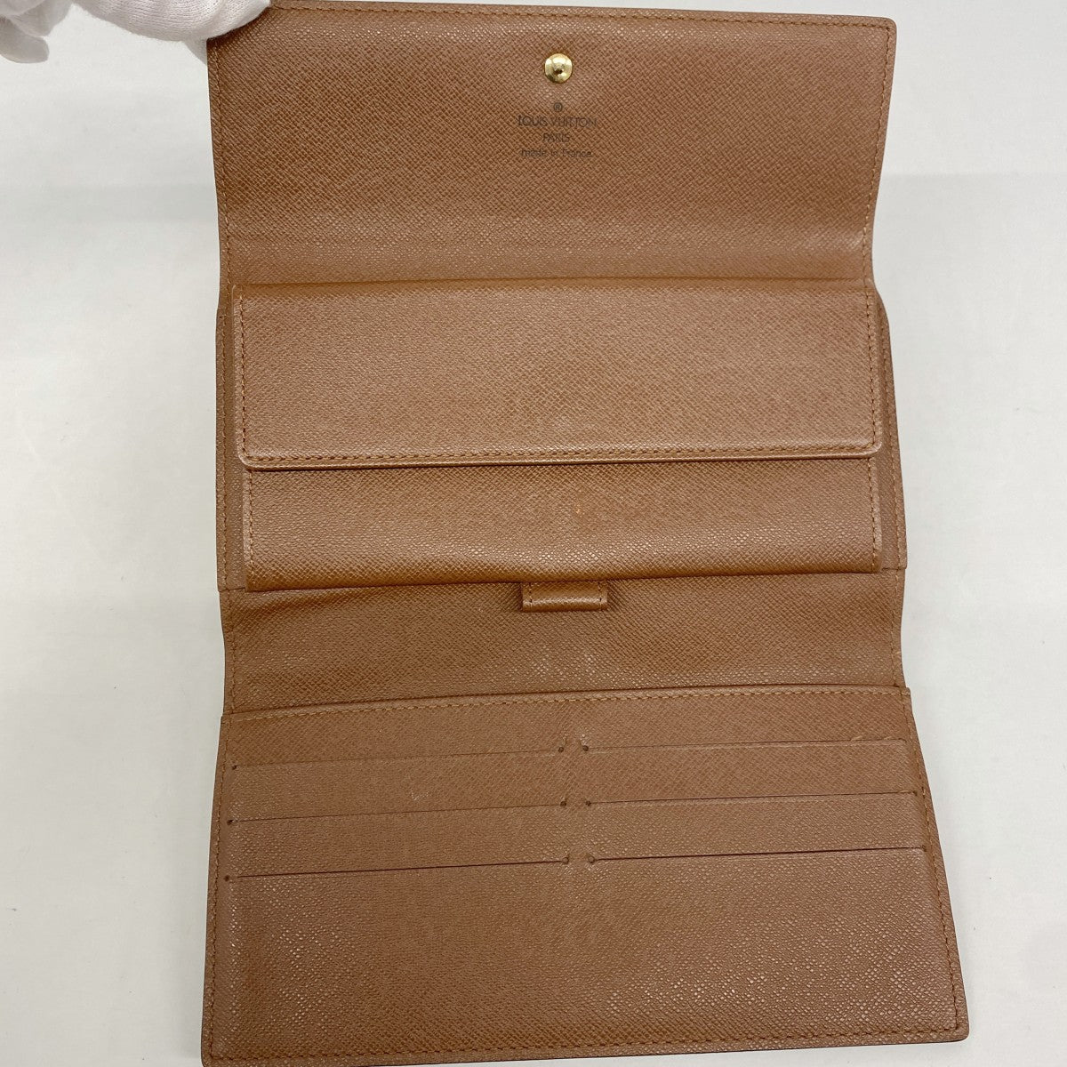 【6gc2977】ルイヴィトン 三つ折り長財布 モノグラム ポルトトレゾールインターナショナル M61215 ブラウン【中古】レディース