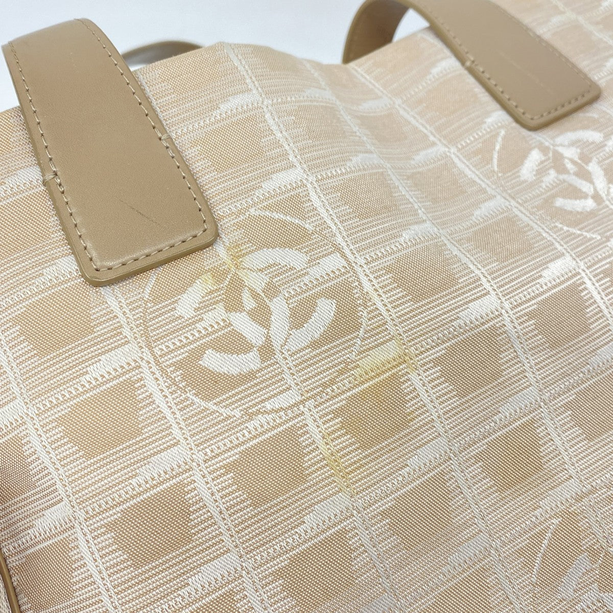 【6gc2986】シャネル トートバッグ ニュートラベル ナイロン ベージュ ゴールド金具【中古】レディース
